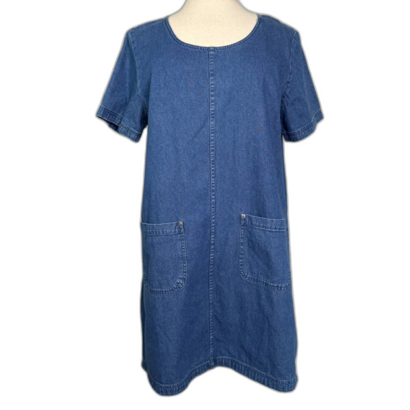 Vintage Original TY Wear Denim Dress, Women's 18W, Short Sleeves, Knee Length - Picture 1 of 14